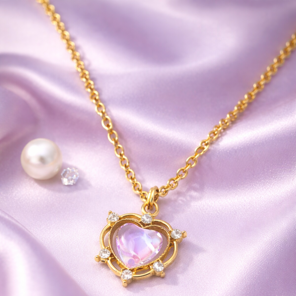 Luna Glow Stone Heart Shape Pendant Necklace