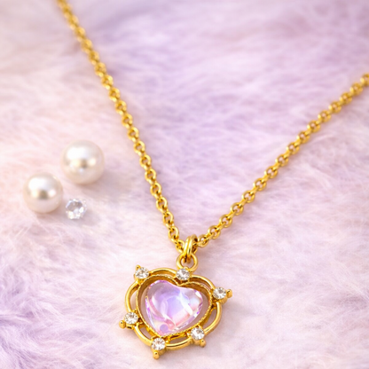 Luna Glow Stone Heart Shape Pendant Necklace
