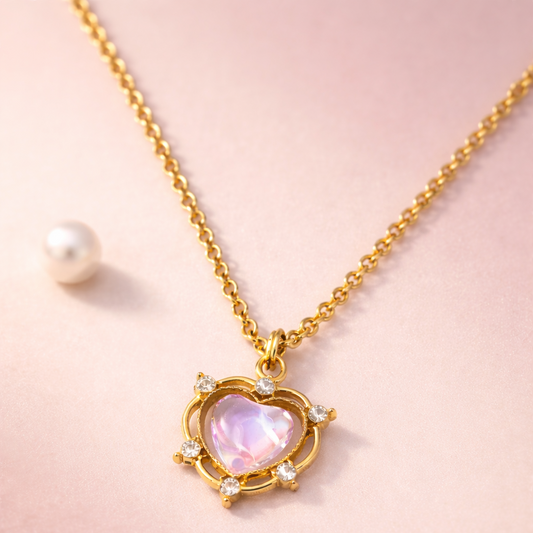 Luna Glow Stone Heart Shape Pendant Necklace