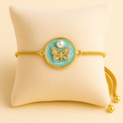 Butterfly Pearl Gold-Plated Bracelet