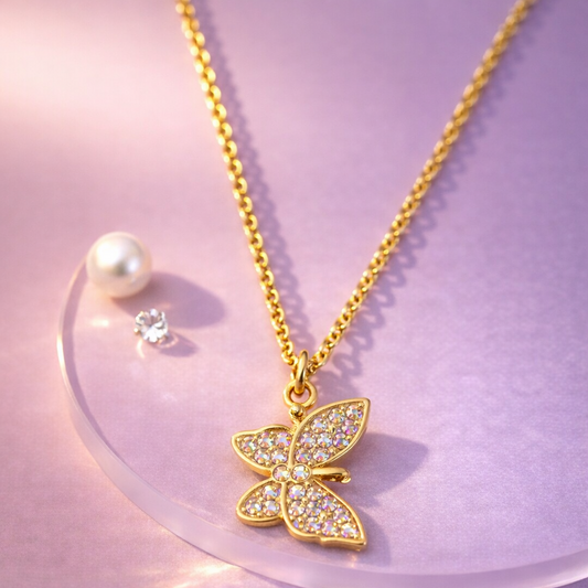 Butterfly Style Cubic Zirconia Pendant Necklace