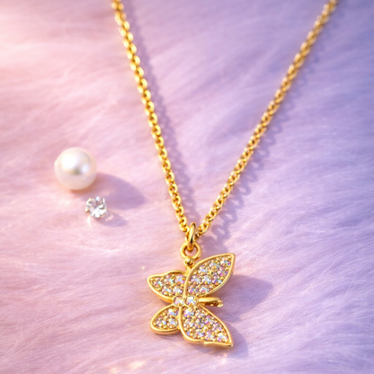 Butterfly Style Cubic Zirconia Pendant Necklace