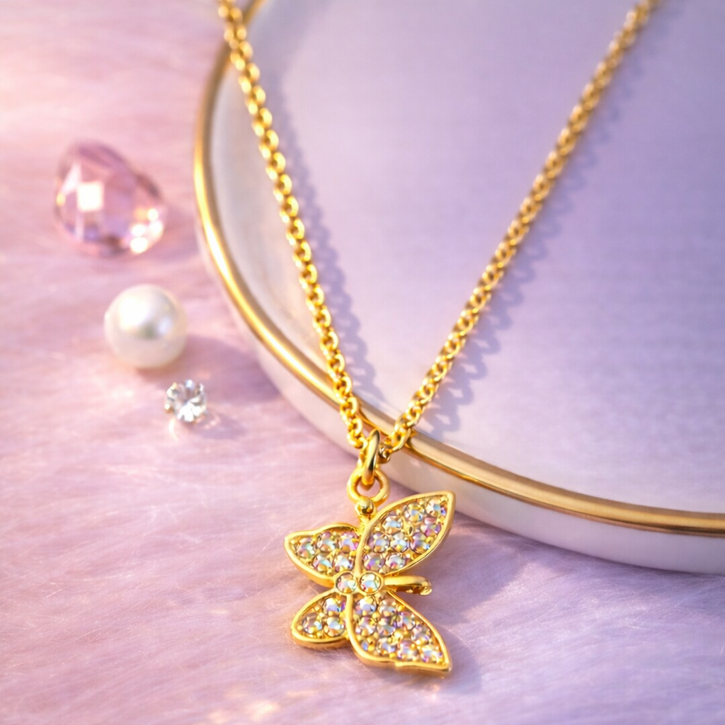 Butterfly Style Cubic Zirconia Pendant Necklace
