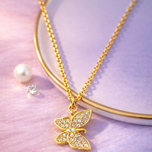 Butterfly Style Cubic Zirconia Pendant Necklace