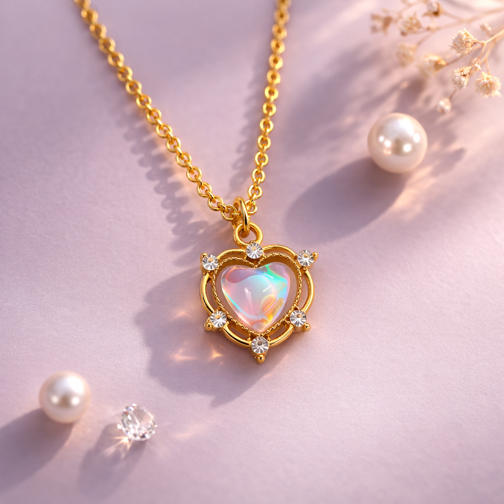 Luna Glow Stone Heart Shape Pendant Necklace