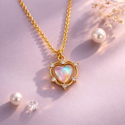 Luna Glow Stone Heart Shape Pendant Necklace