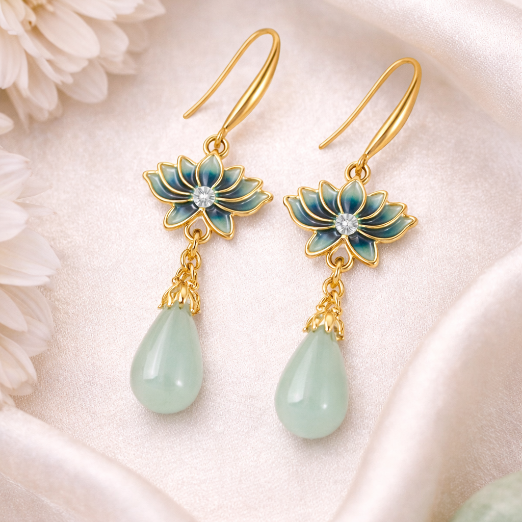 Mint Bloom Pearl Earrings