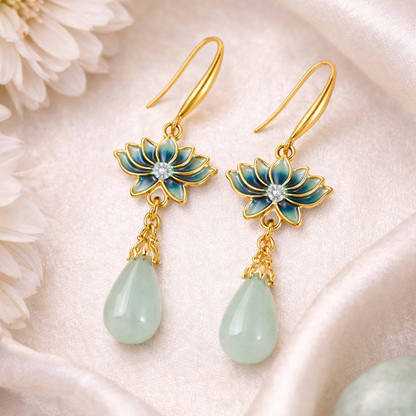 Mint Bloom Pearl Earrings