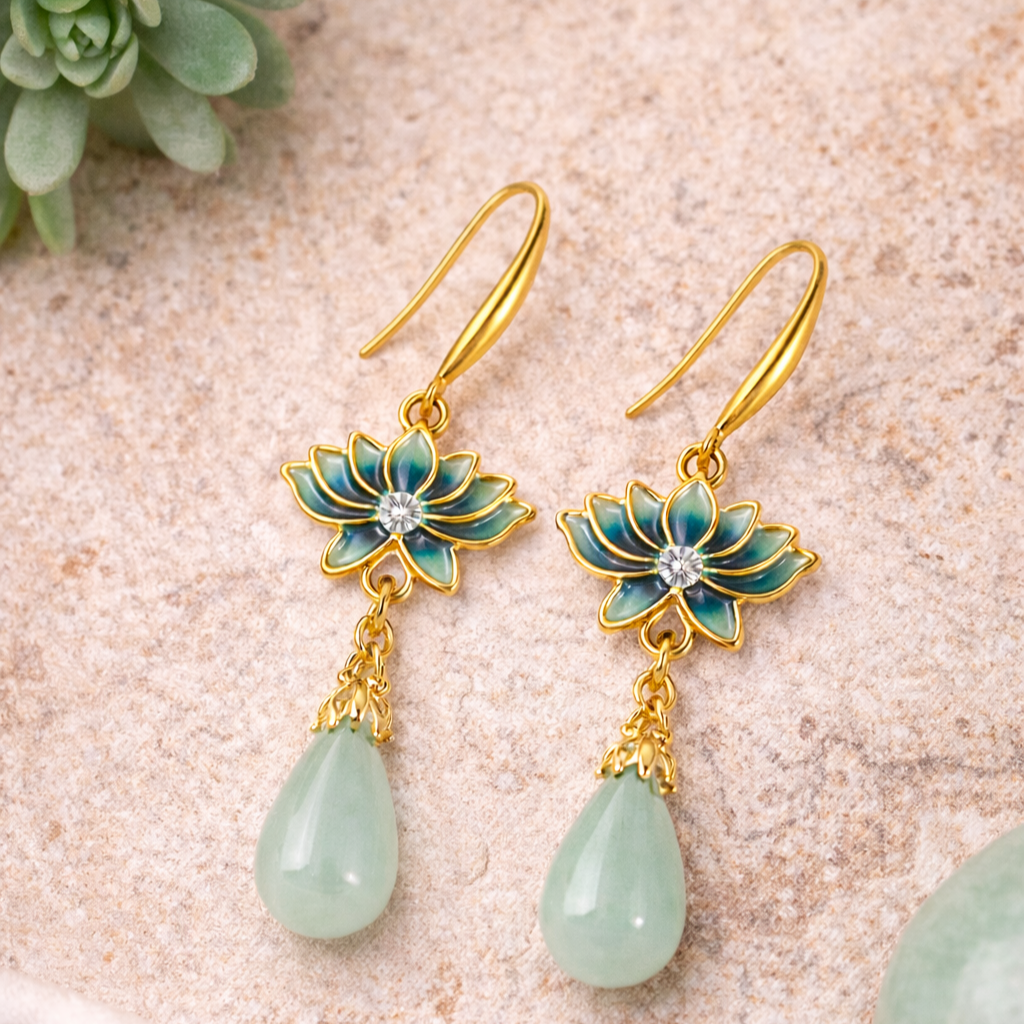 Mint Bloom Pearl Earrings