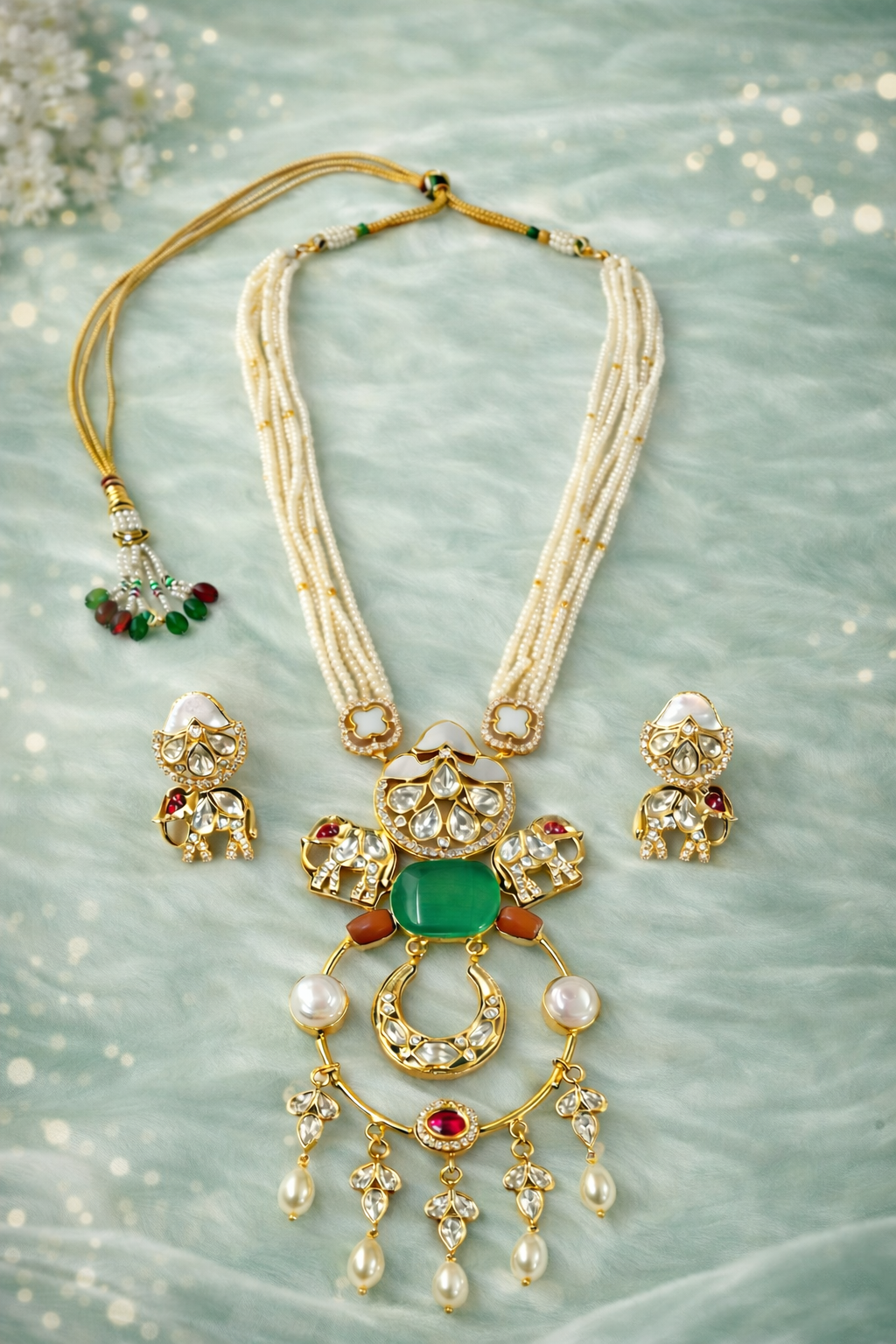 Gold Plated Kundan & Semi Cultured Pearl Choker Set
