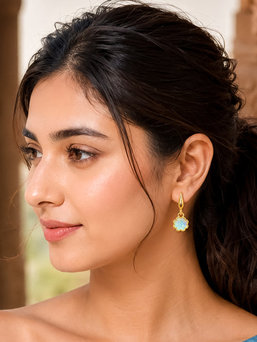 Bloom Gold-Plated Pink Cubic Zirconia Floral Drop Earrings
