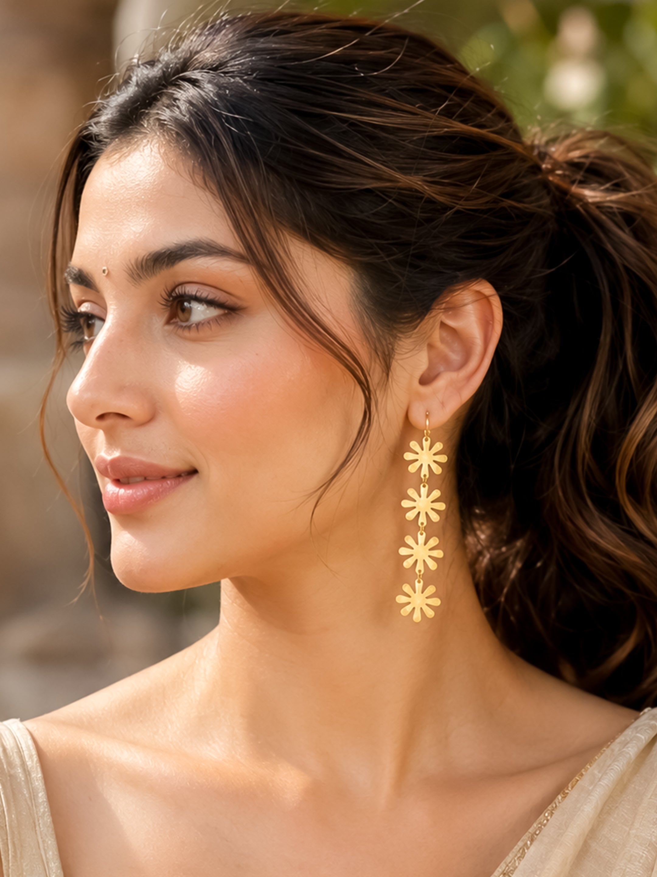 Gold Plated Snowflake Earrings