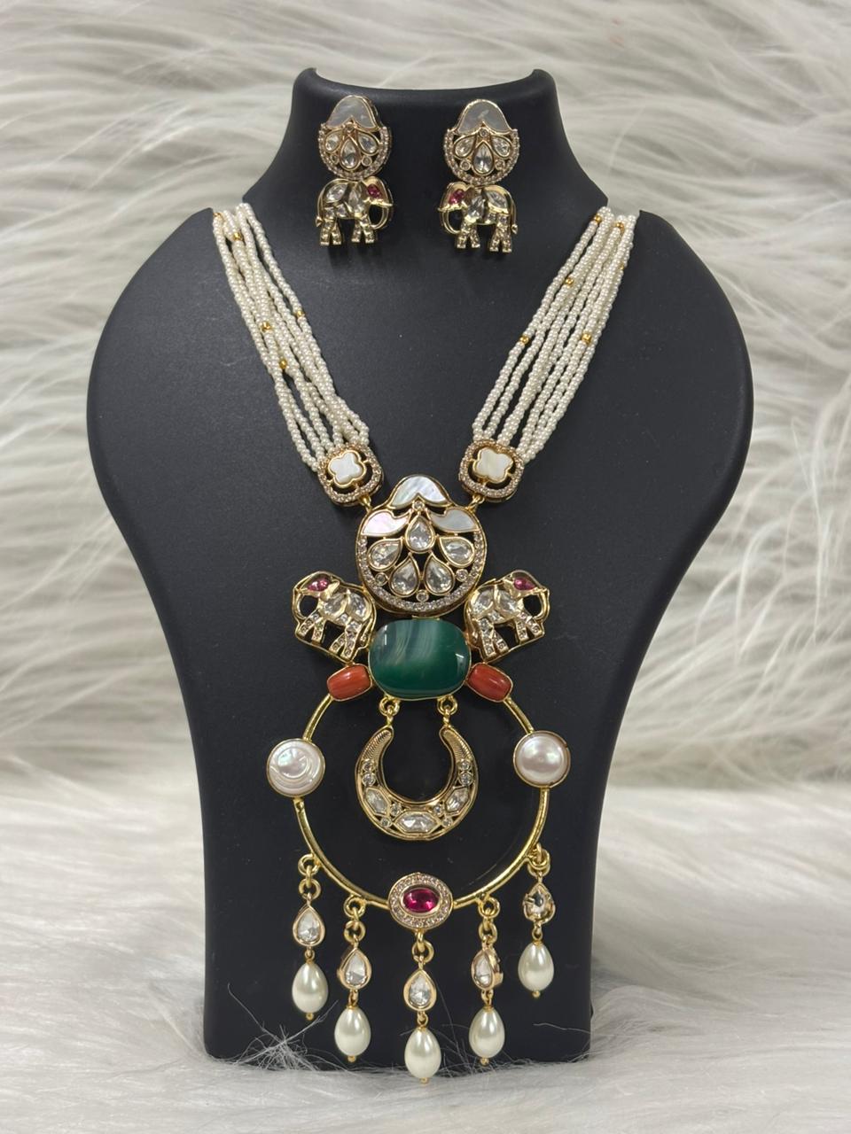 Gold Plated Kundan & Semi Cultured Pearl Choker Set