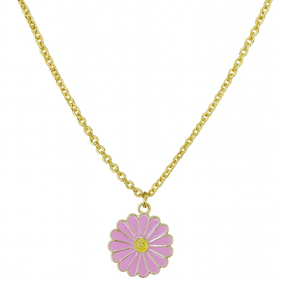 Gold Plated Purple Flower Pendant Necklace