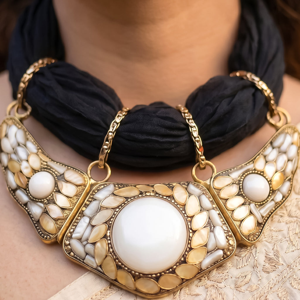 Georgette Scarf With Indian Jewelry