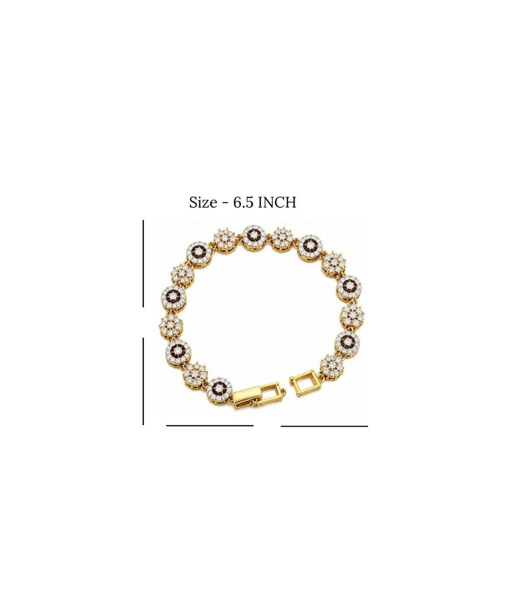 Gold Plated Cubic Zirconia Floral Tennis Bracelet