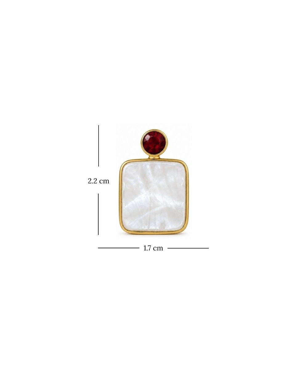 Gold Plated Mother of Pearl CZ Drop Earrings