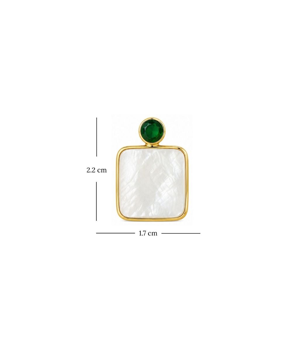 Gold Plated Mother of Pearl CZ Drop Earrings