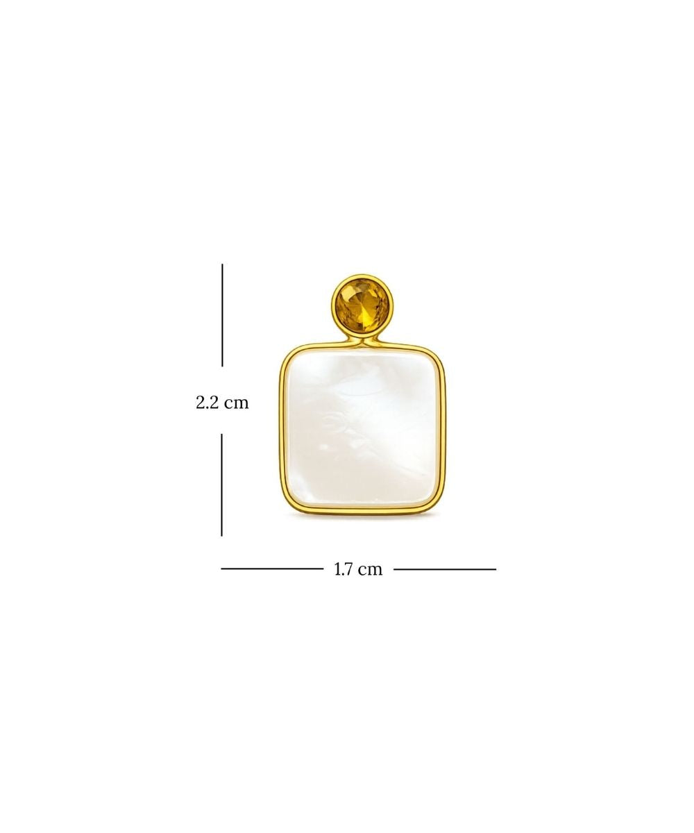 Gold Plated Mother of Pearl CZ Drop Earrings