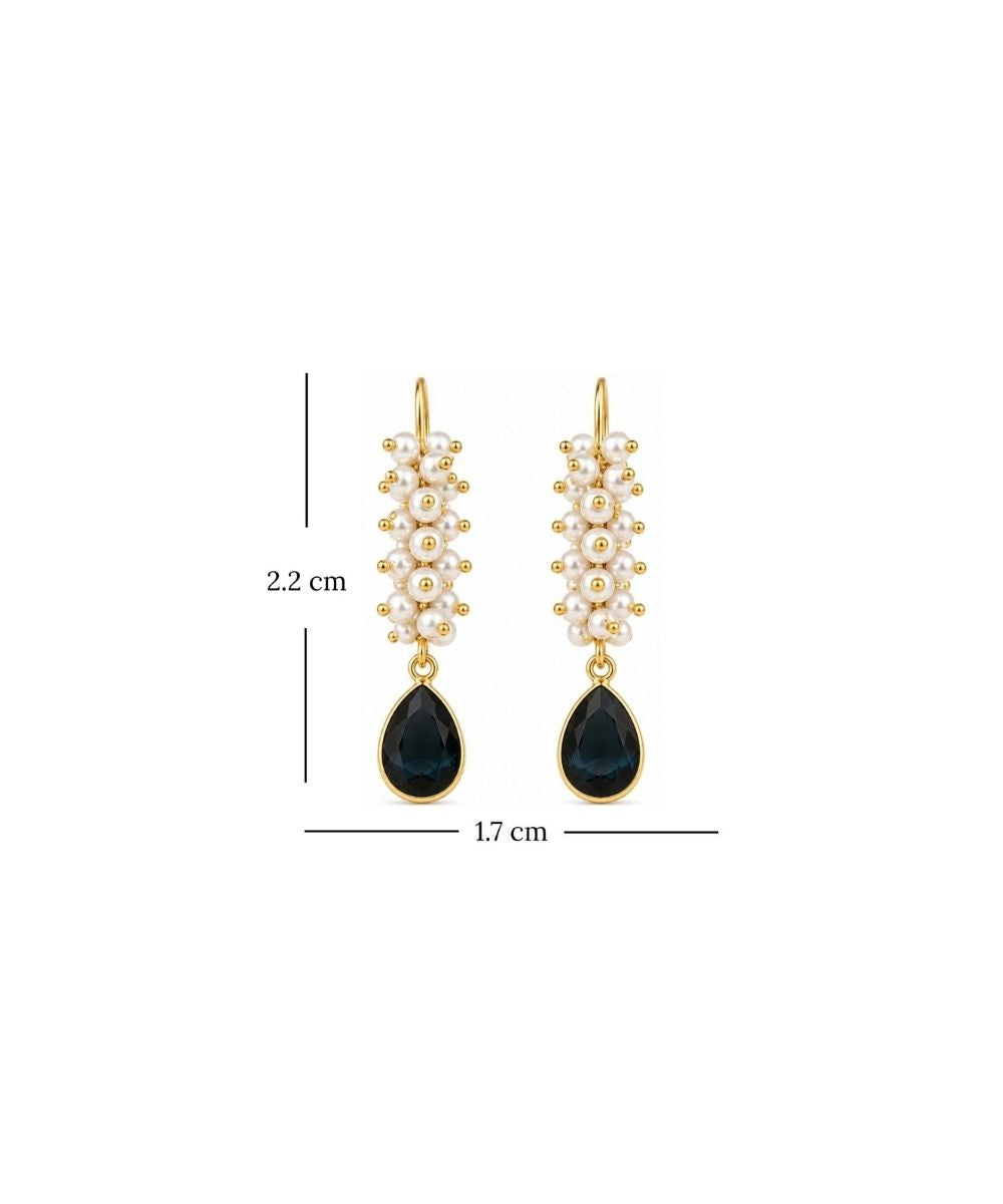 Gold Plated Black Cubic Zirconia Drop Earrings
