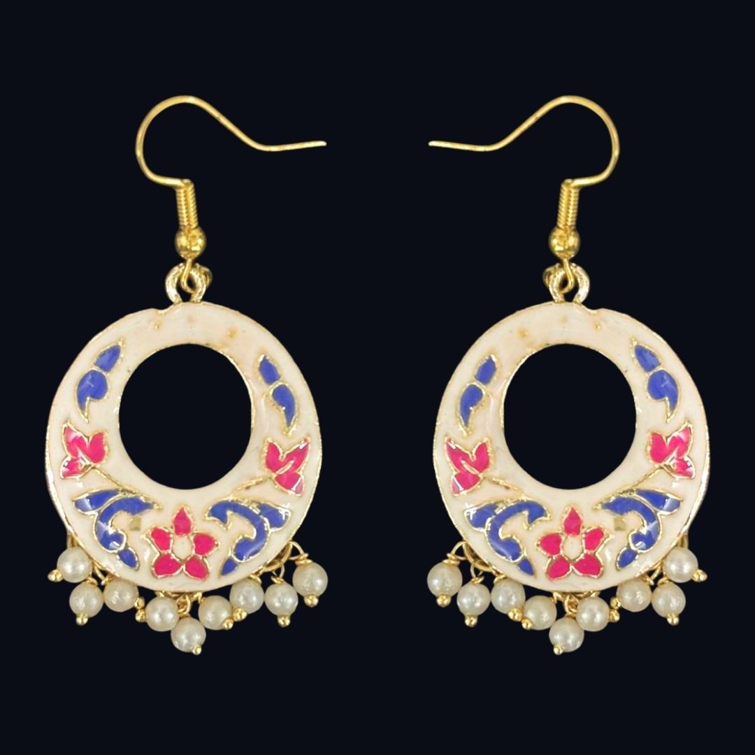 Gold-Plated Enamel Pearl Earrings