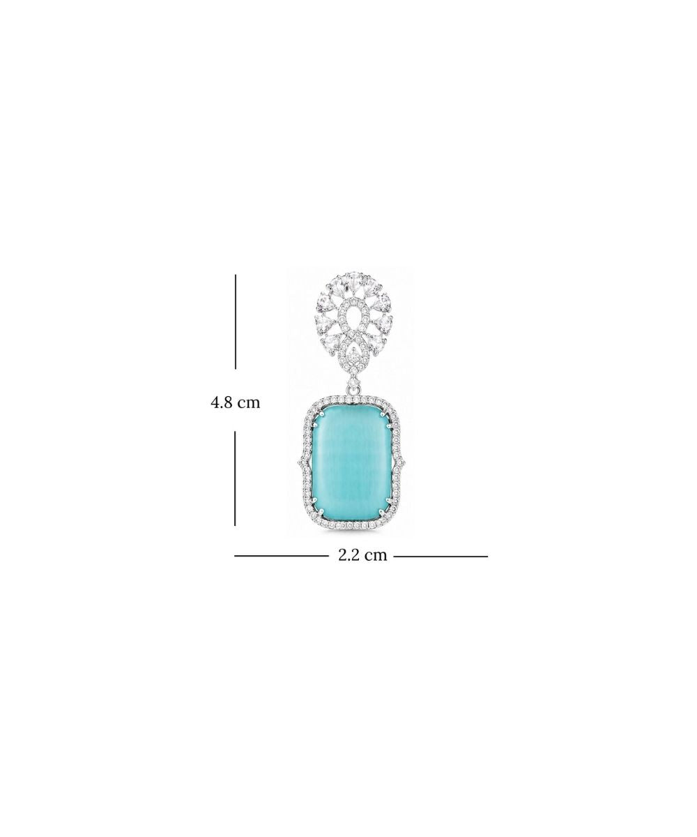 Rhodium Plated Cubic Zirconia Drop Earrings