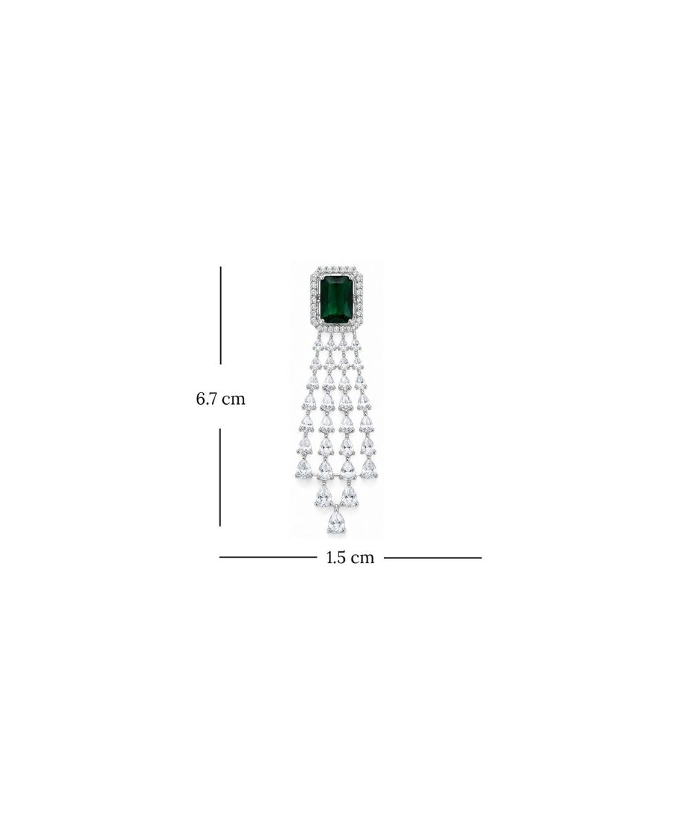 Rhodium Plated Cubic Zirconia Drop Earrings