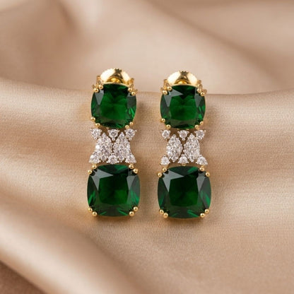 Gold Plated Green Topaz Earrings