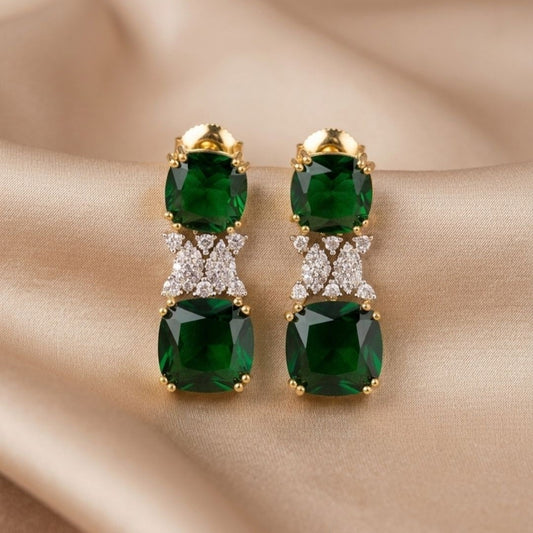 Gold Plated Green Topaz Earrings
