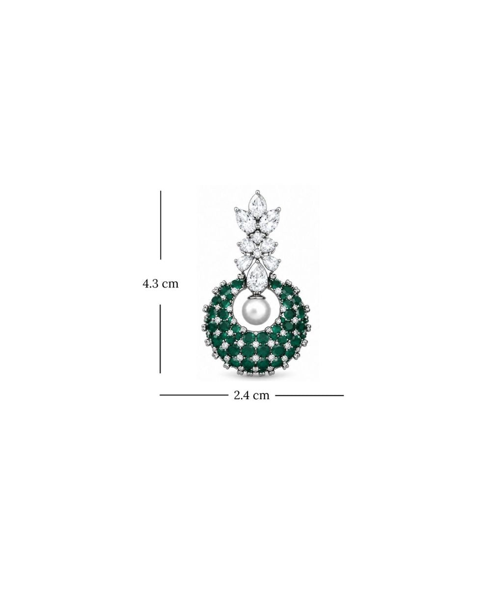 Rhodium Plated Cubic Zirconia Pearl Drop Earrings