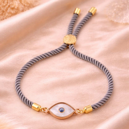 Gold-Plated Evil Eye Adjustable Bracelet