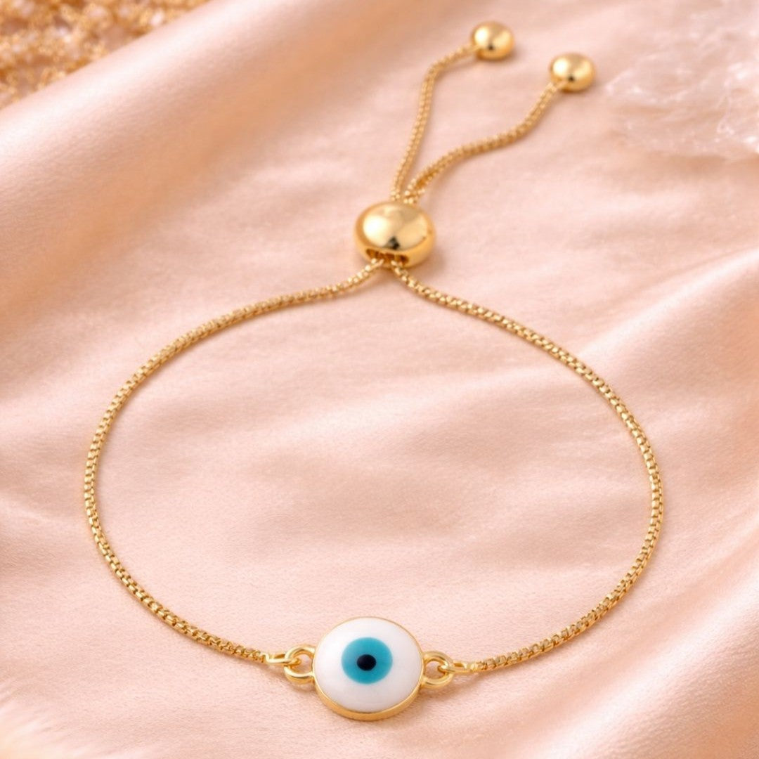 Gold-Plated Evil Eye Adjustable Bracelet