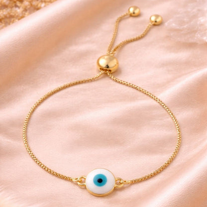 Gold-Plated Evil Eye Adjustable Bracelet