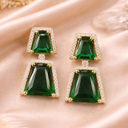 Gold Plated Green Topaz Earrings