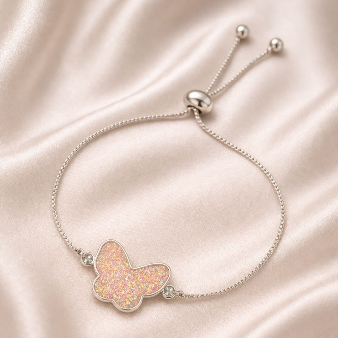 Rhodium-Plated Butterfly Bracelet