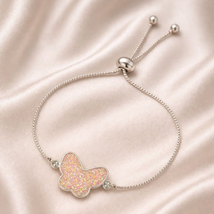Rhodium-Plated Butterfly Bracelet