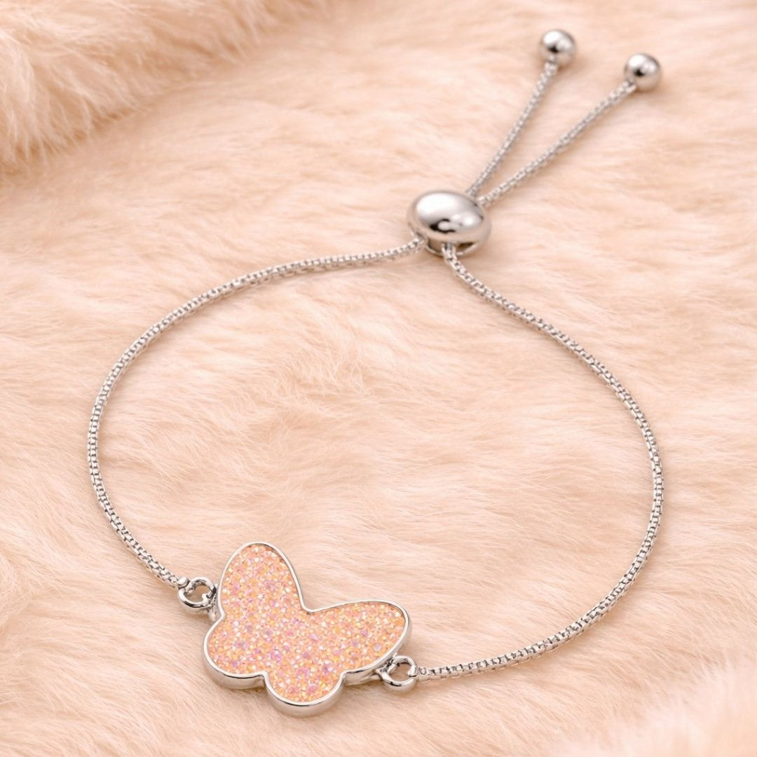 Rhodium-Plated Butterfly Bracelet