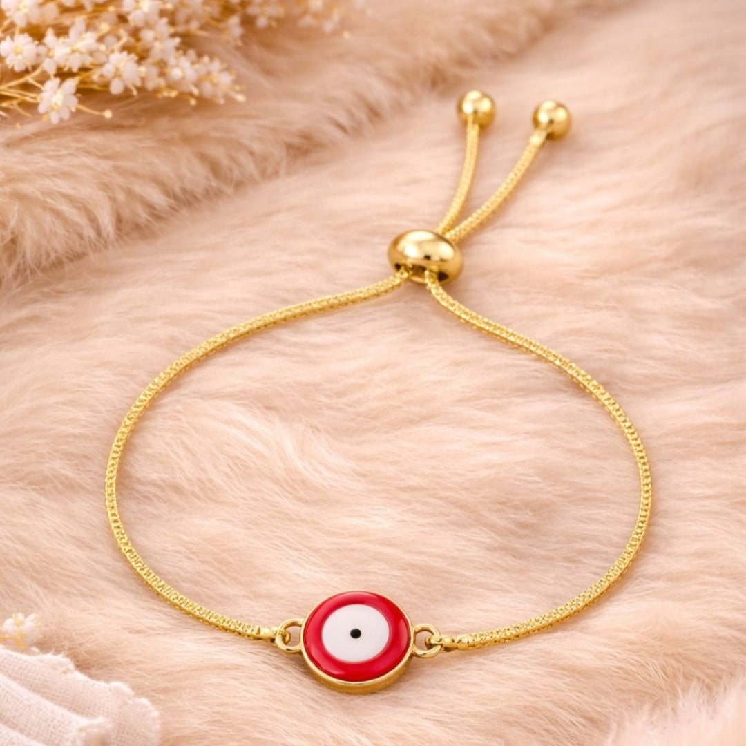 Gold-Plated Evil Eye Adjustable Bracelet