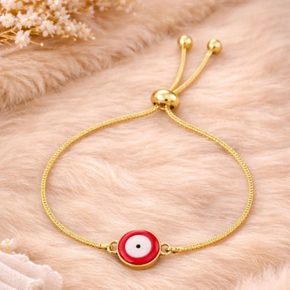 Gold-Plated Evil Eye Adjustable Bracelet