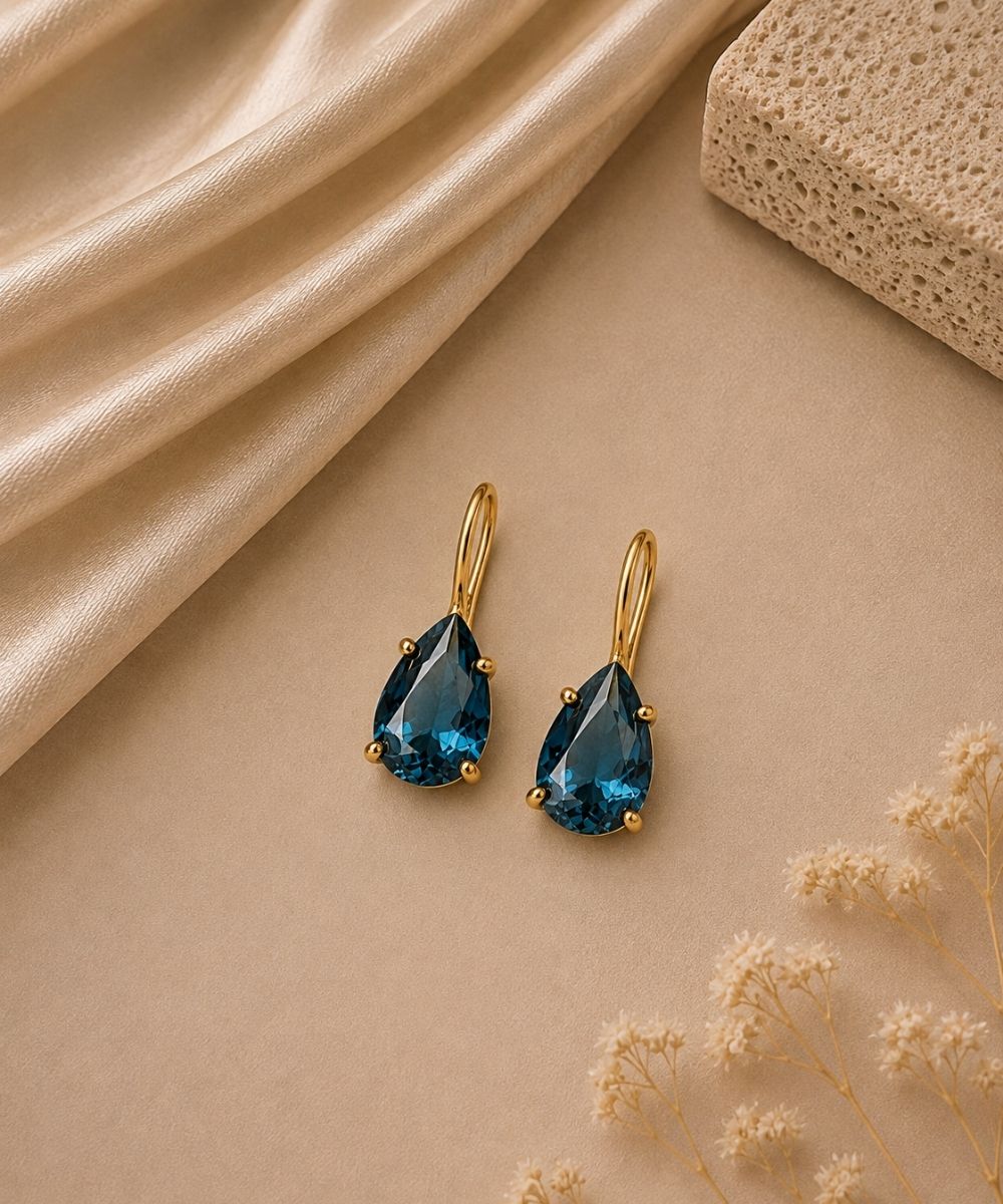 Gold Plated Pear Shape Ombre Cubic Zirconia Drop Earrings