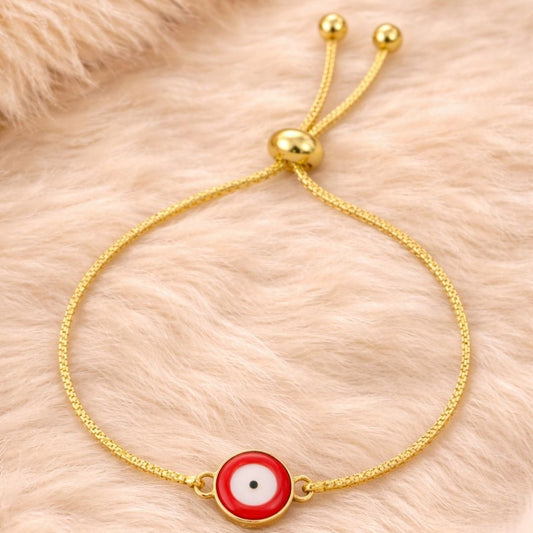 Gold-Plated Evil Eye Adjustable Bracelet