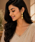 Gold Plated Kundan Drop Earrings