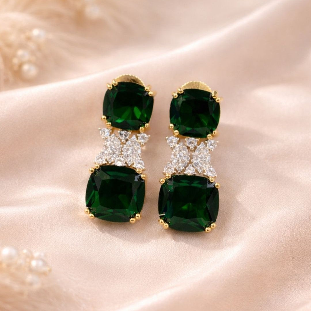 Gold Plated Green Topaz Earrings