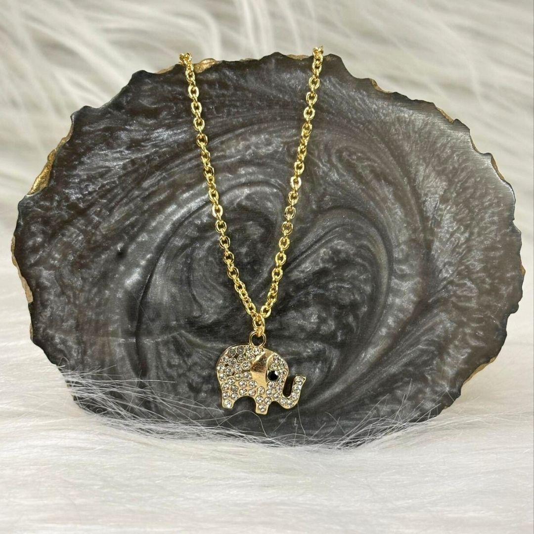 Elephant Charm Evil Eye Pendant Necklace