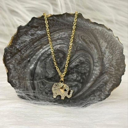 Elephant Charm Evil Eye Pendant Necklace