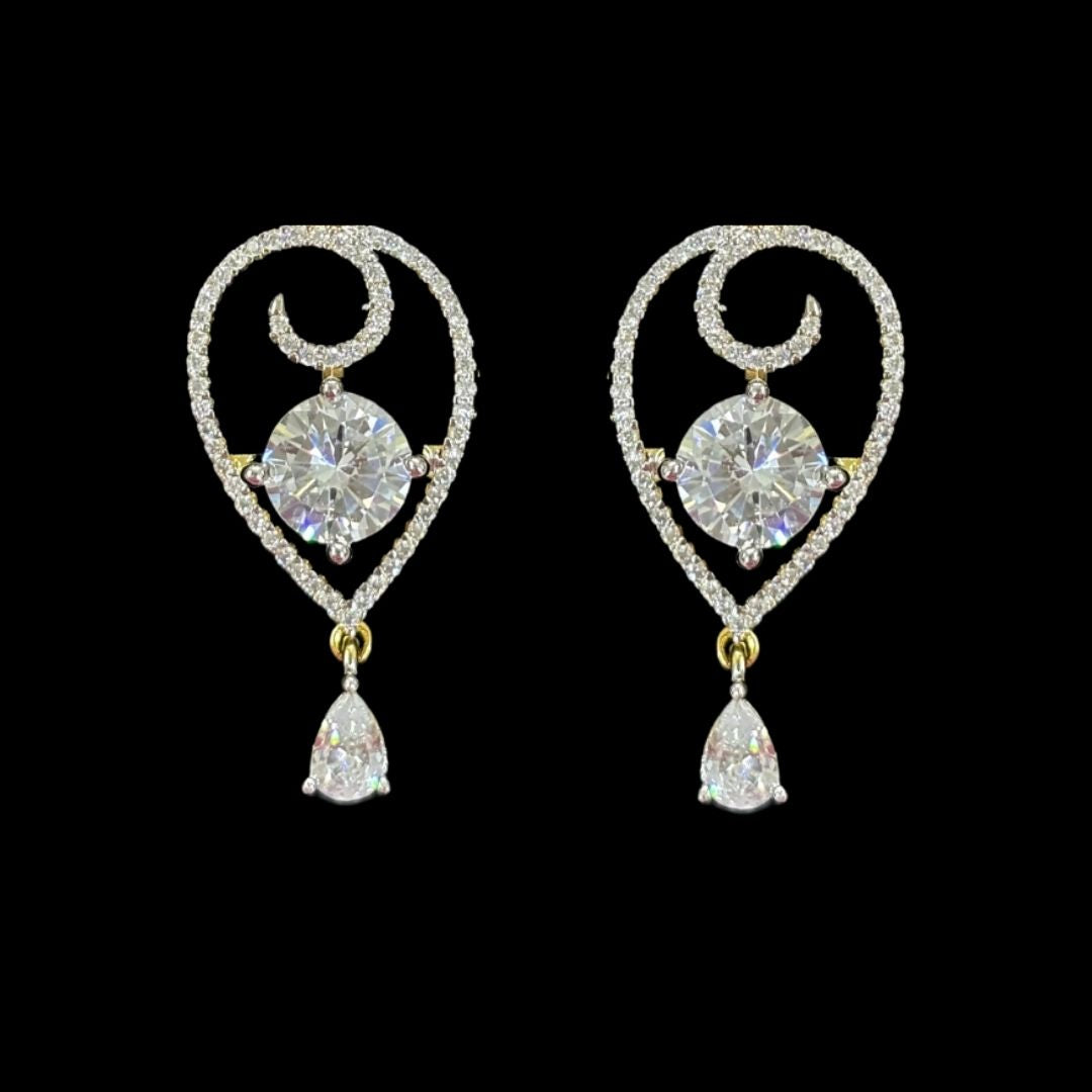 Gold-Plated Ethereal Grace Solitaire Pendant & Earrings Set – A Fusion of Elegance & Modern Glam