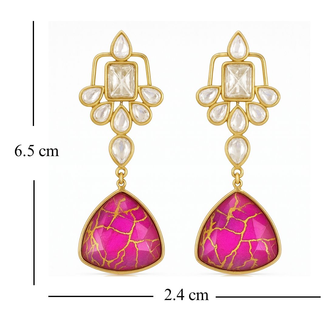 Gold Plated Pink Kundan Earrings