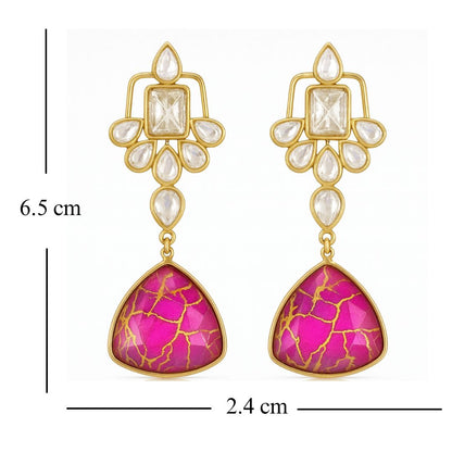 Gold Plated Pink Kundan Earrings