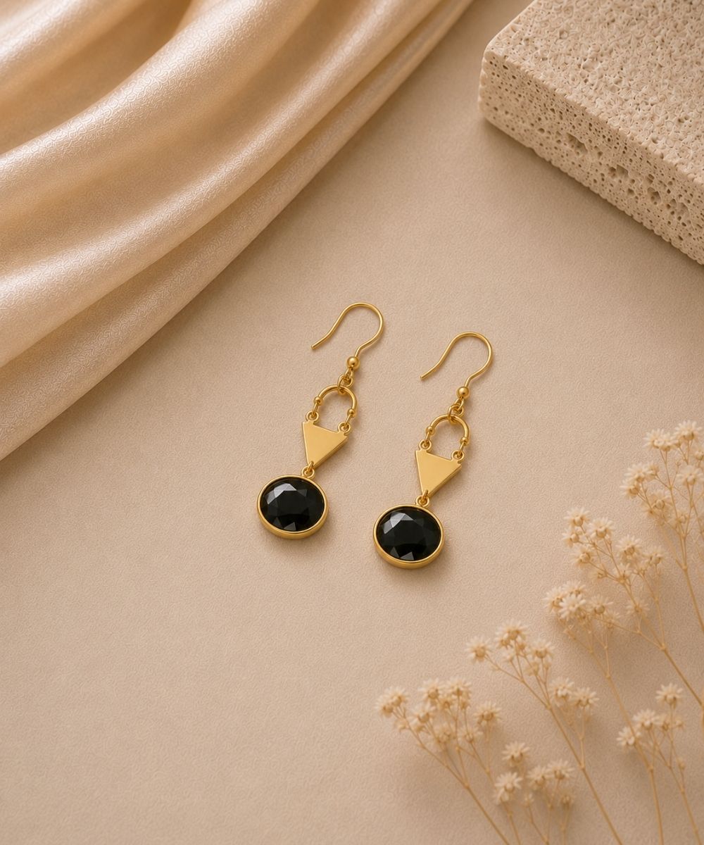 Gold Plated Grey Cubic Ziconia Drop Earrings