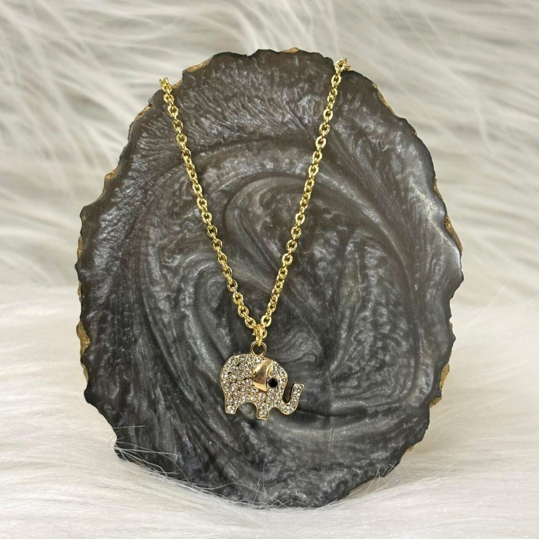 Elephant Charm Evil Eye Pendant Necklace